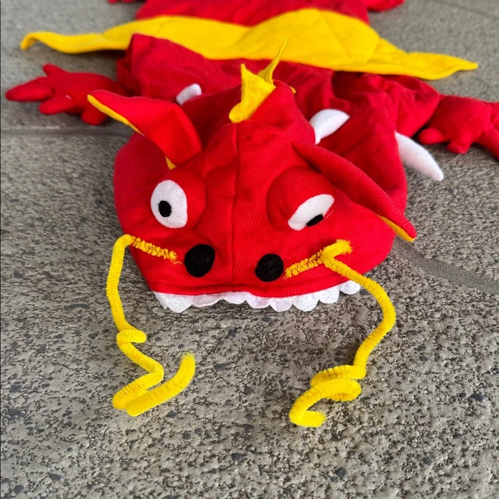 Zack & Zoey red yellow Chinese dragon dog costume size large